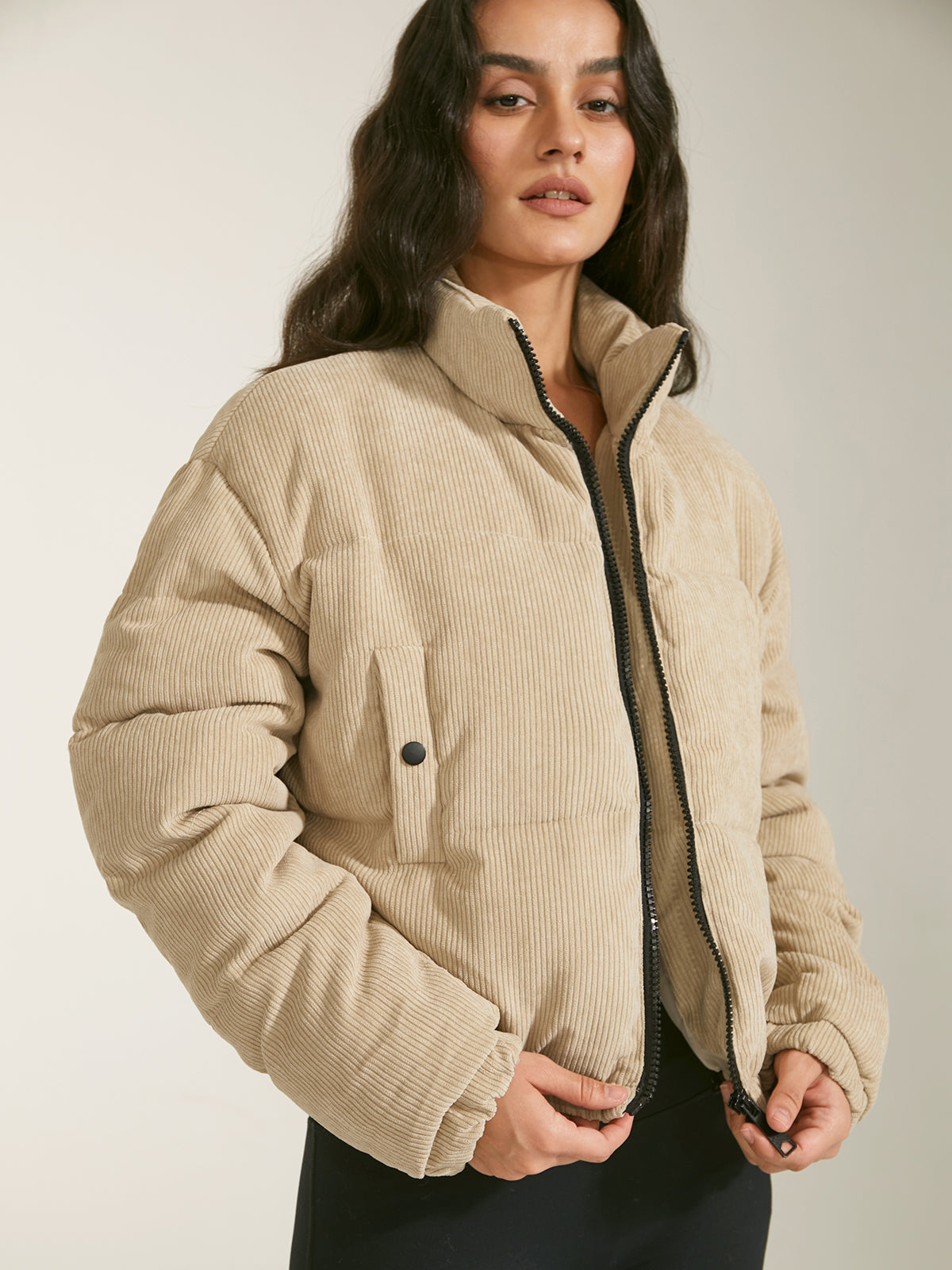 Ribbed Dames Bomber Winterjas