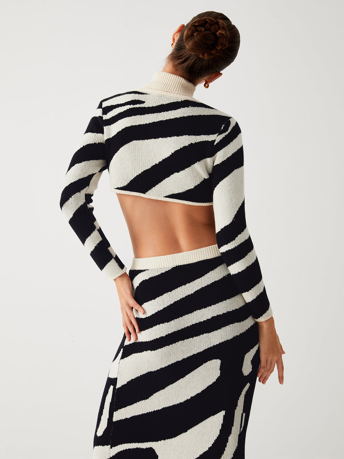 Zebra Print Gebreide Rok Crop top Set