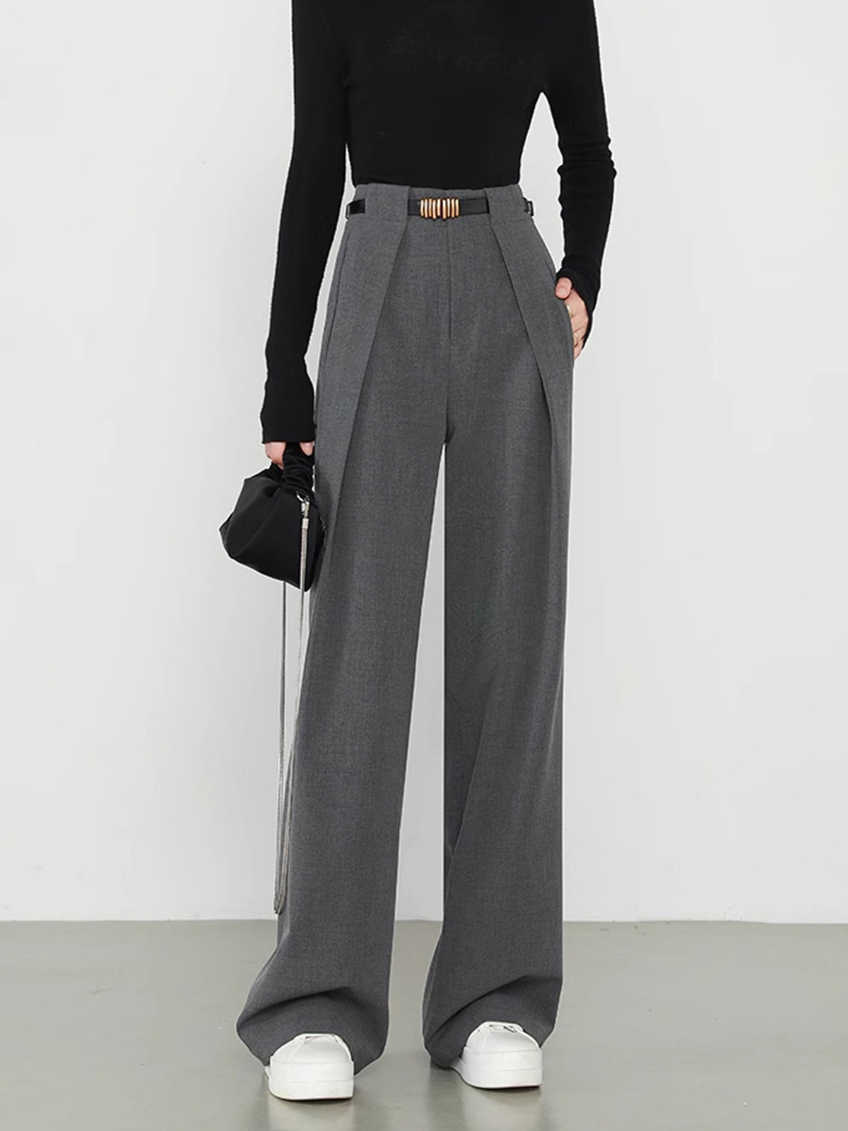 Elegante Pantalon Met Riem Voor Dames