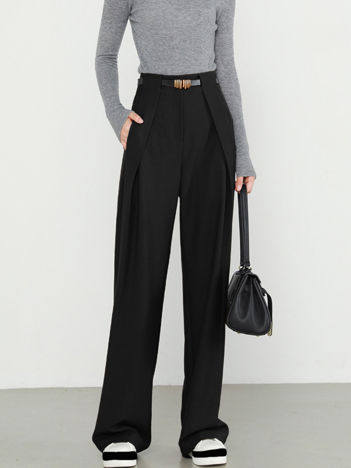 Elegante Pantalon Met Riem Voor Dames