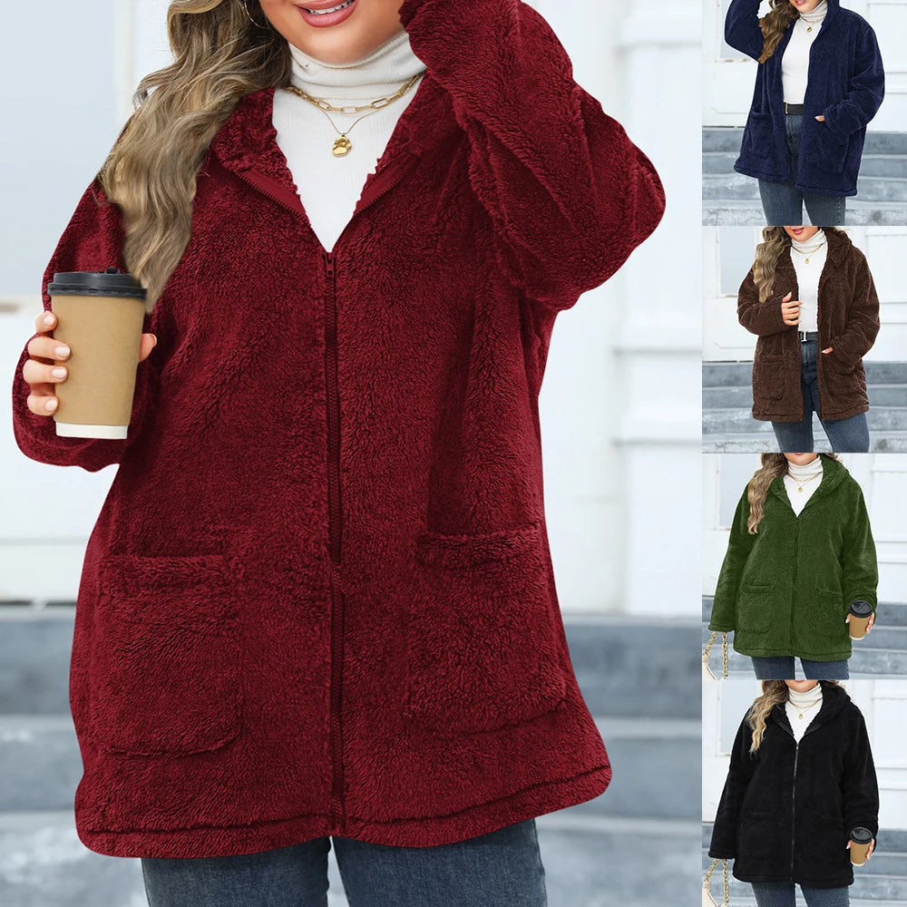 Plus Size Teddy Vest met Capuchon - Zacht en Winddicht