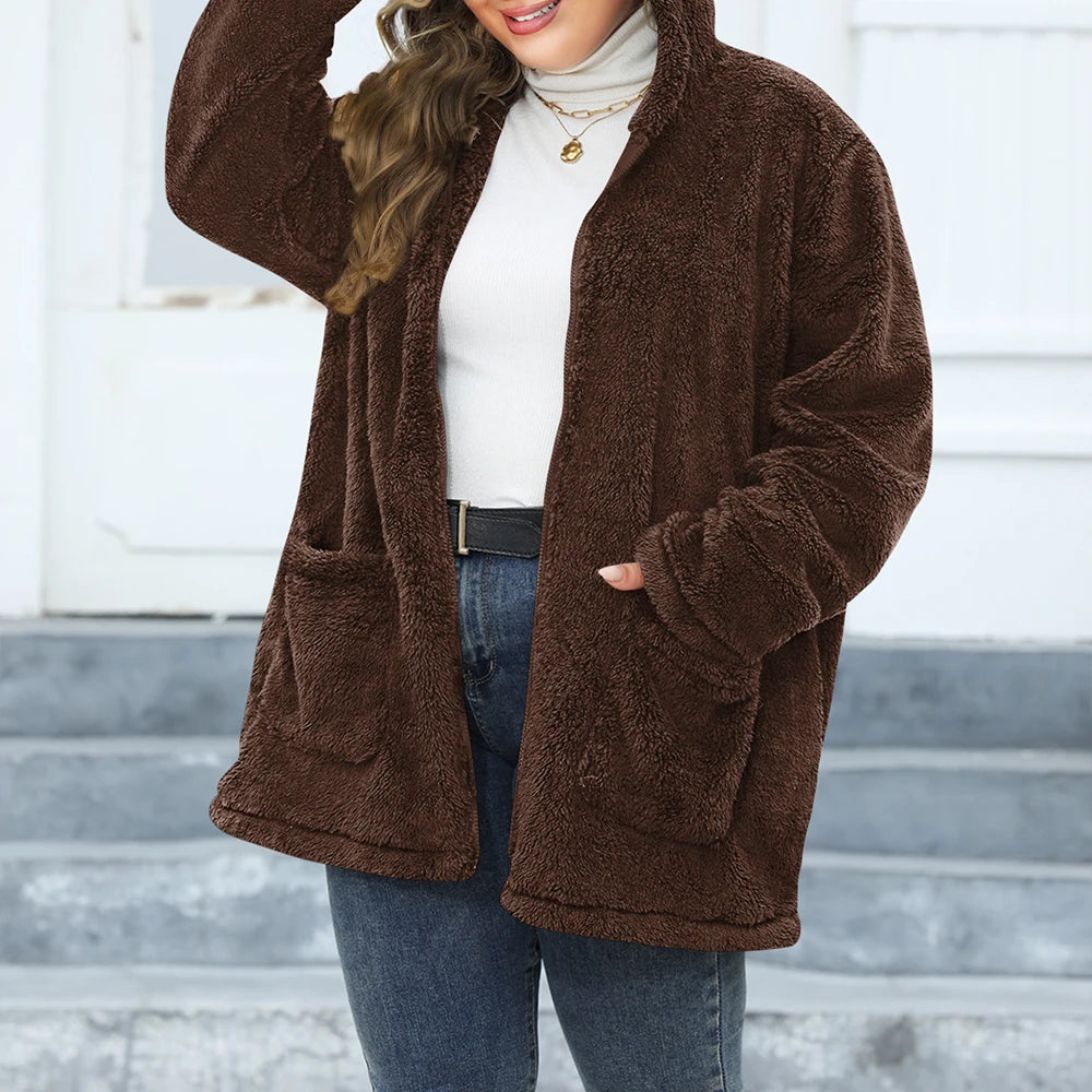 Plus Size Teddy Vest met Capuchon - Zacht en Winddicht