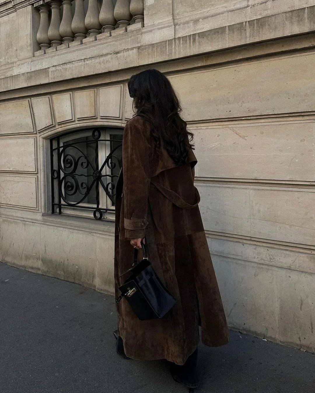 Luxe Bruine Suede Trenchcoat