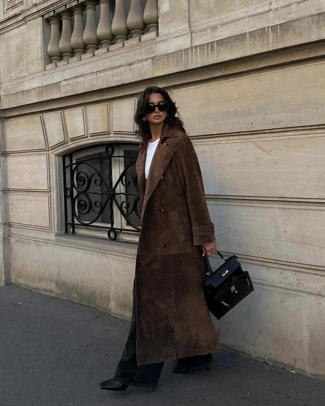 Luxe Bruine Suede Trenchcoat